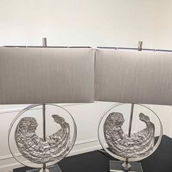 TWO UTTERMOST FIRST IN NEW DESIGN SILVER LAMP AMBLER FAUX DRIFTWOOD w/ SHADE
