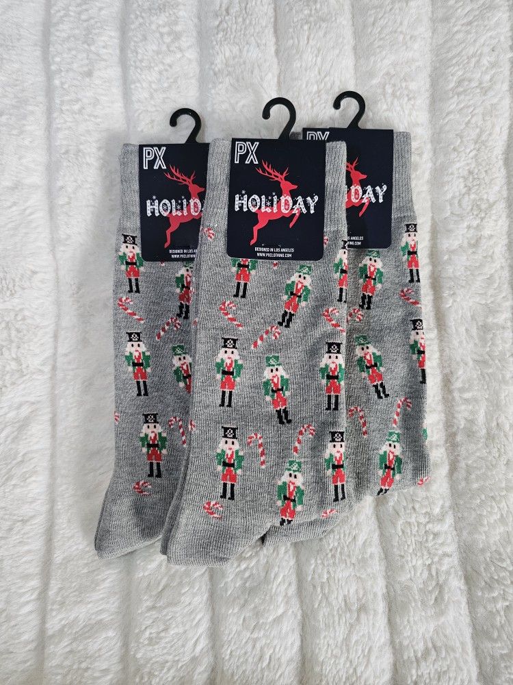 3 Pairs PX Holiday Socks Nutcracker And Cany Cane