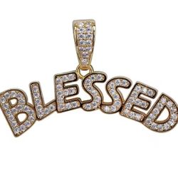 New! Gold Plated Cuban Zircon, Blessed Pendant