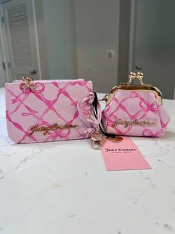 Juicy Couture Pink Bow Coquette Keychain Coin Purse & Wallet NEW