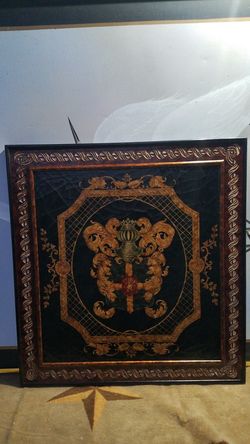 32 x 30 Vintage French Wooden Crest Royal Coat Of Arms. Wall Frame ( by Maitland Smith)