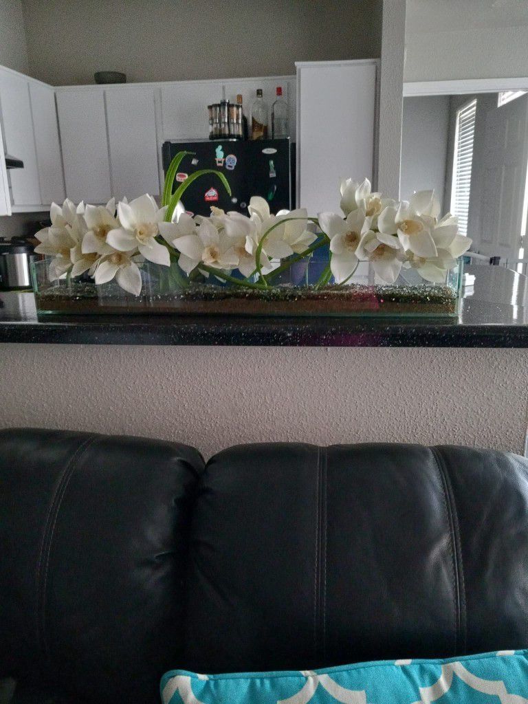 Flower Glass Plate Large Decoration Orquidea Floral  Arrangement