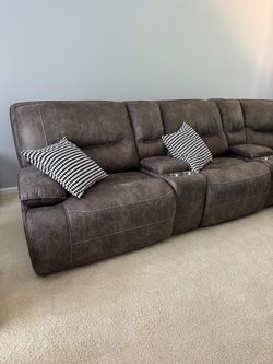Large Brown/Gray Reclining Sectional Sofa
