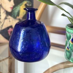 Cobalt Blue Hand blown Glass Vessel/Vase/Bottle 