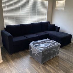 All Black Sectional With Ottoman Brand New ¡¡NOW IN STOCK!! 