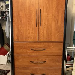 Dresser/Media Stand  Armoire Brown Wood Black Accents 
