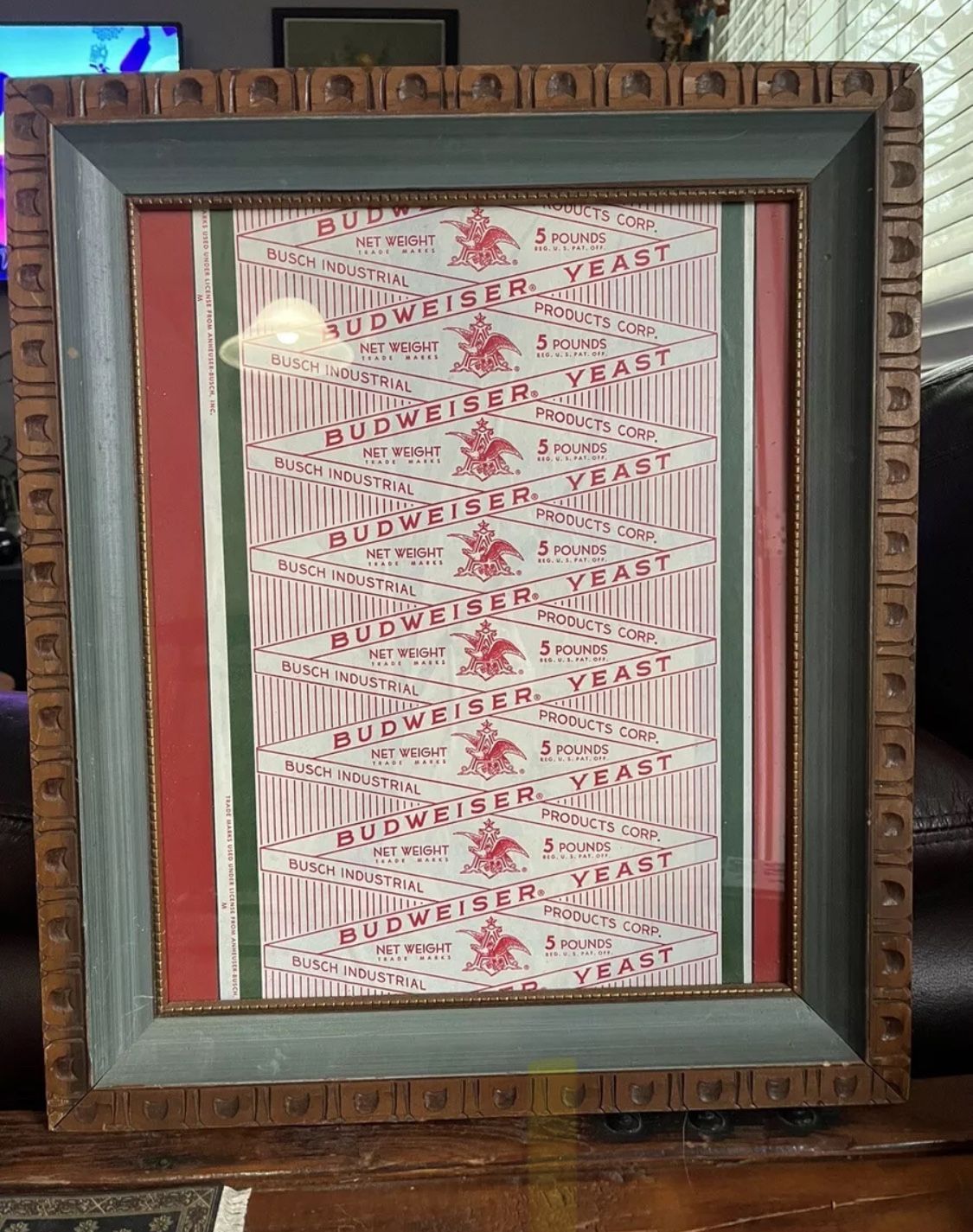 Anheuser Busch Budweiser Beer Framed Yeast Labels Set Of 2