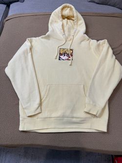 Demon Slayer Zenitsu Agatsuma Anime Embroidered Cream Hoodie Size Large