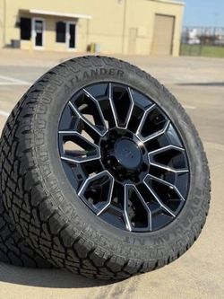 22" NEW Black or Chrome Wheels Rims & Tires Chevy 3500 Sierra 2500 Silverado 3500HD Chevrolet 2500HD