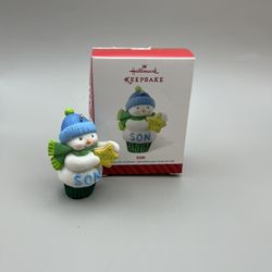 5073 MTT 2014 Hallmark SON Snowman Cupcake Boy Christmas Holiday Ornament NIB
