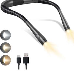 Travel Reading Light,Book Light for Reading in Bed,3 Colors,3 Brightness,Adjustable,Bendable Arms,Long Lasting,Lightweight,Knitting,Repairing