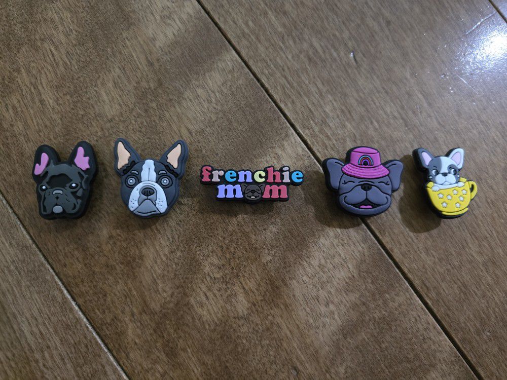 Lot Of 5 French Bulldog Shoe Charms 