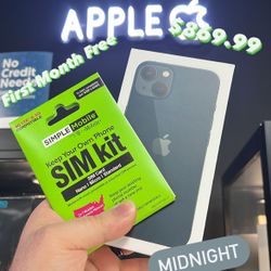 iPhone 13 128gb Midnight (Factory Unlocked) -First Month Bill Free- **BRAND NEW**