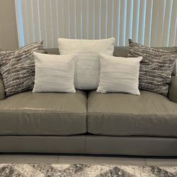 Gray Leather Sofa And Loveseat 