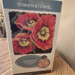 Dimensions Latch Hook Kit - Red Poppy Trio - New