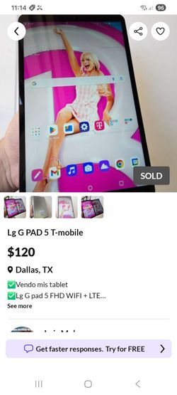 Tableta LGPAD 5 en oerfectas cindiciones 10.5 trae para sindCard  casi nueva esta cargada 100%