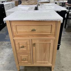 Assembled New 24-Inch Bathroom Vanity with Sink, Overflow Protection, Easy-to-Clean Ceramic Surface