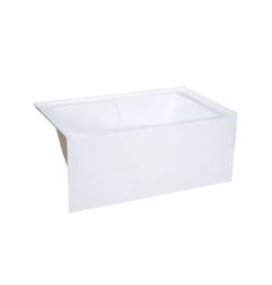 Voltaire 54 in. x 30 in. Acrylic White, Alcove, Integral Armrest, Left-Hand Drain, Apron Rectangular Bathtub in White