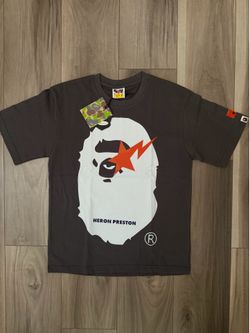 A Bathing Ape BAPE x Heron Preston Black Graphic Logo Crew Tee Men's M