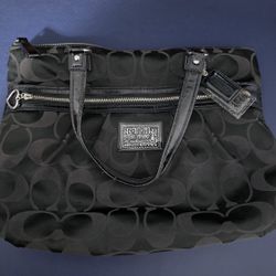 Black Coach Poppy Daisy Shoulder Bag