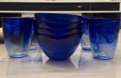 Blue Glasses & Bowls
