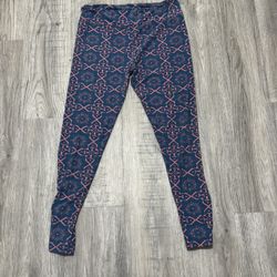 Lularoe Tall & Curvy (TC) Blue Pink Mandala Leggings.