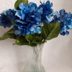 Blue Hydrangea Flowers (Artificial) In Vase