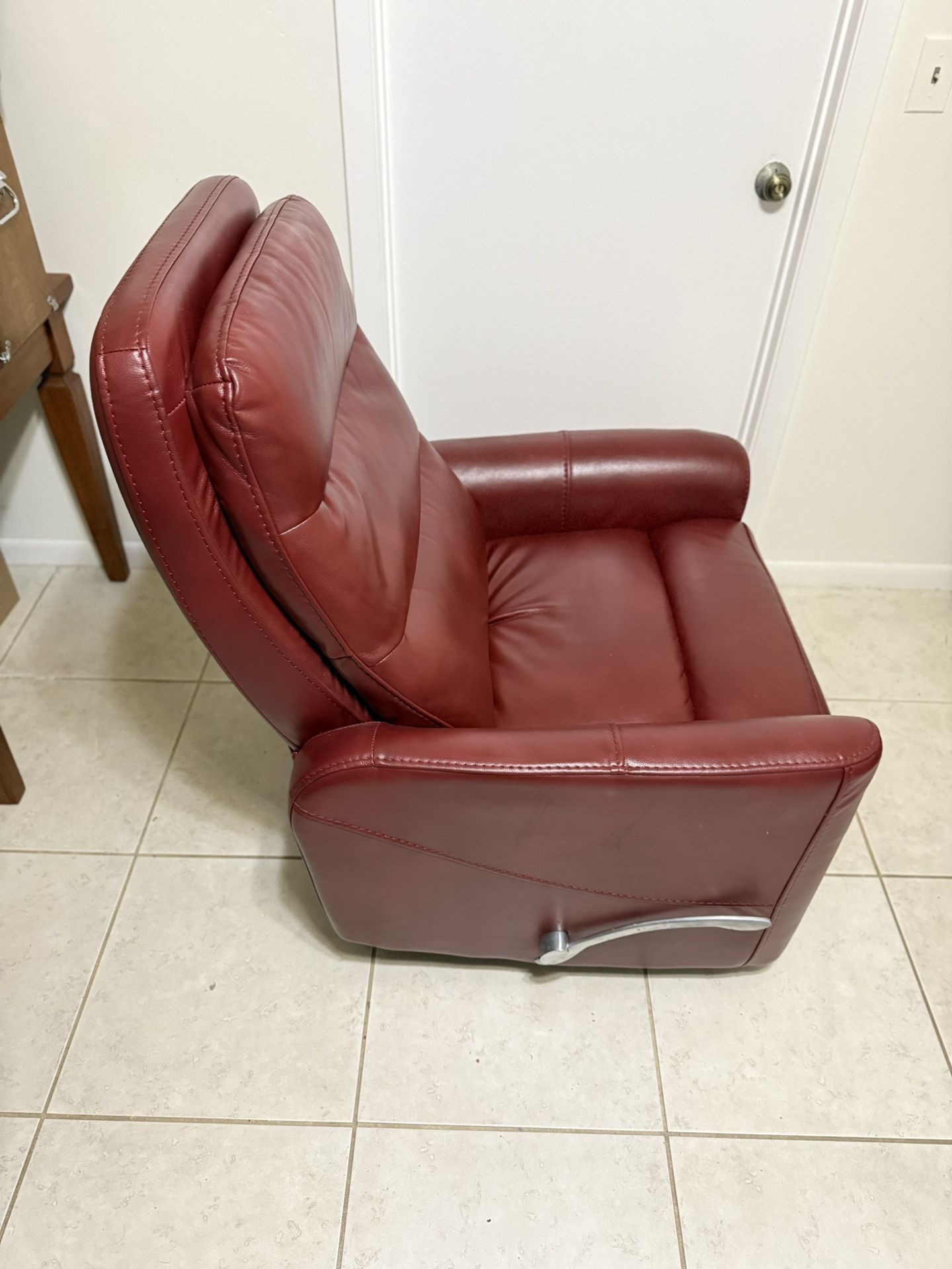 Red Leather Swivel Recliner