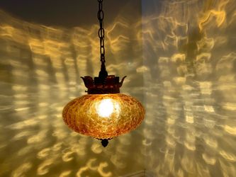 Vintage 1960s Crackled glass pendent light, chandelier