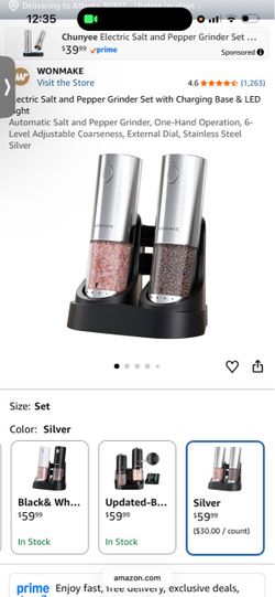 WONMAKE Electric Salt and Pepper Grinder Set
