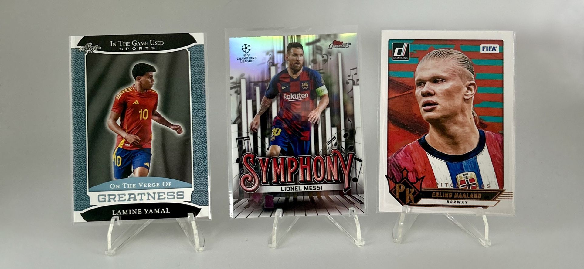 Soccer Cards Featuring Messi, Yamal, Haaland, and 1994 World Cup Playing Cards