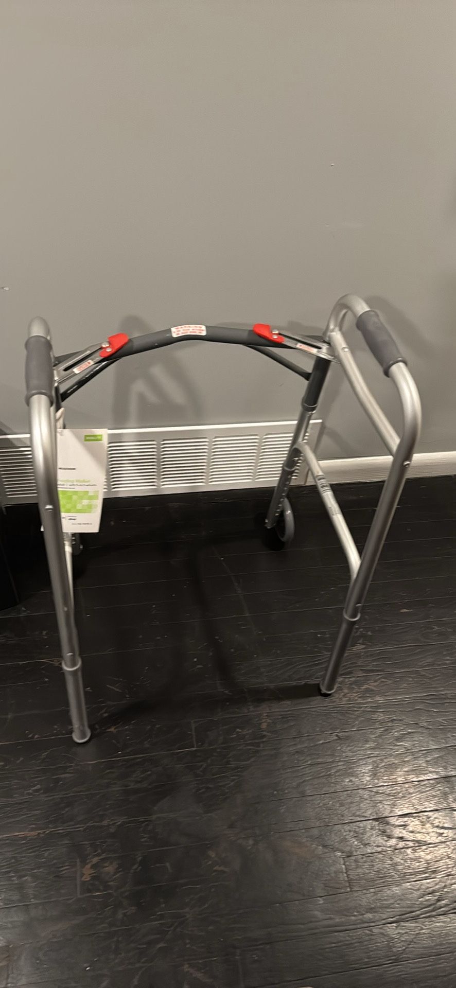 McKesson Folding Walkers with Wheels, Aluminum, 32 in to 39 in, 350 lbs weight max