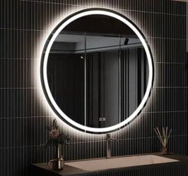 36 in. W + 36 in. H Round Frameless LED Light with 3- Color and Anti-Fog Wall Mounted Bathroom Vanity Mirror