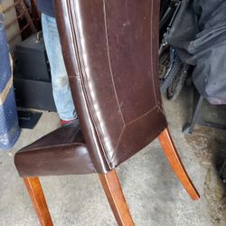 3 Matching Dining Chairs Brown Leather