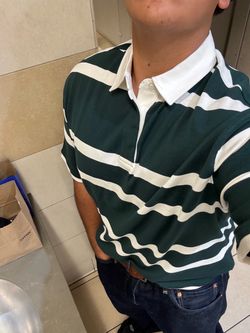 H & M Green striped shirt