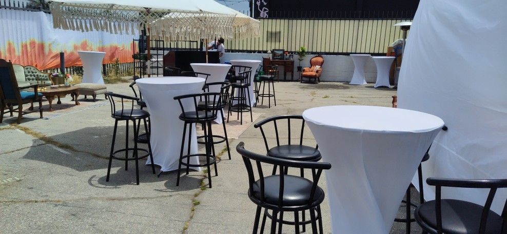 Cocktail Tables 30" Spandex Tablecloths Bar Stools Mesas De Cocktail Manteles Spandex Bancos Negros