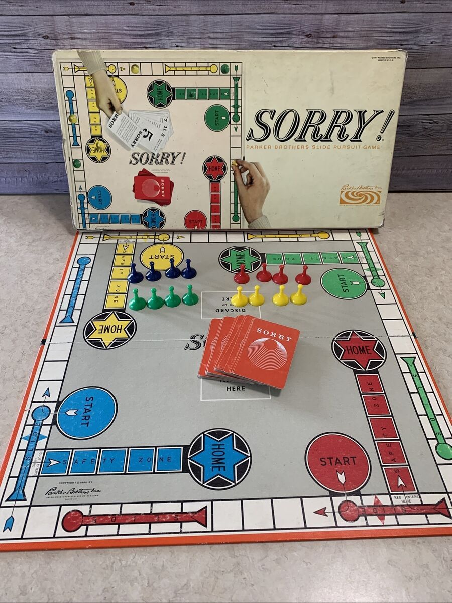Vintage Sorry Board Game Parker Brothers USA 1964 Complete