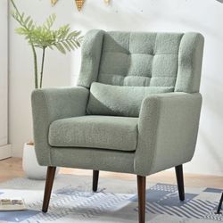 Modern Accent Chair, Teddy Fabric Living Room Chairs Comfy Reading Chair, Mid Century Accent Chair, Lounge Arm Chairs Armchair For Living Room Bedroom
