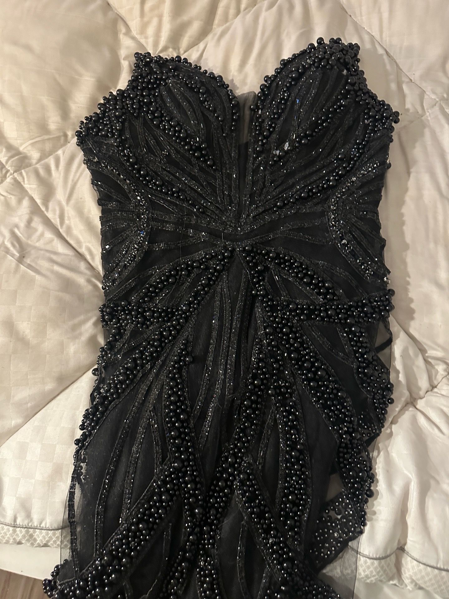 Black Prom Dress- strapless size medium 6-8