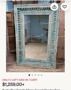 Mirror antique hand carve mango wood