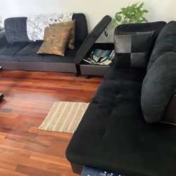 Black Sectional Sofa With Storage Ottoman 