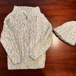 Luxurious Ultra-Soft Hand-Knit Baby Set | Cable Knit Baby Cardigan & Beanie