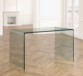 Waterfall Clear Tempered Glass Writing Desk