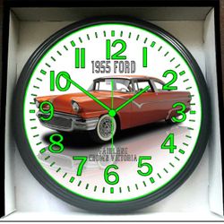 Wall Clock 1955 Ford Fairlane Crown Victoria Glow In The Dark Wall Clock New!