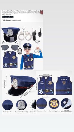 Kids police officer costume set 6 pcs