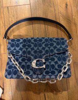 Coach Tabby Denim Logo Chain Shoulder Bag