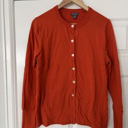 Eddie Bauer orange cardigan L