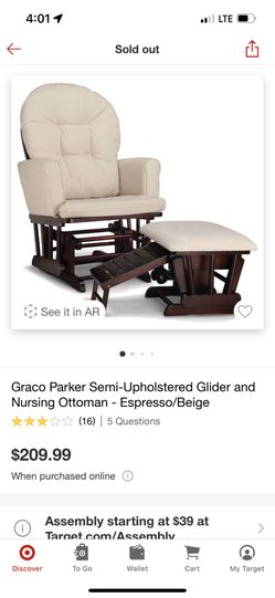 Graco parker semi upholstered online nursing glider and ottoman