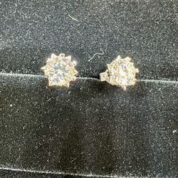 4CT TW VVS1 Moissanite  Diamond Brilliant Round Snowflake Earrings 2CT