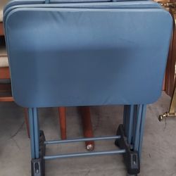 Vintage 1994 Cosco Folding TV Tray Tables Set w/ Rolling Cart Very Good Condition